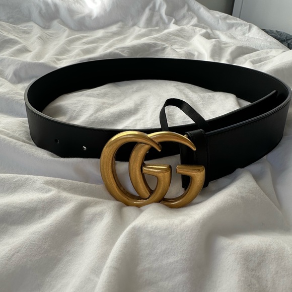 Gucci Accessories - Gucci Black Leather Belt with Gold Double G Buckle